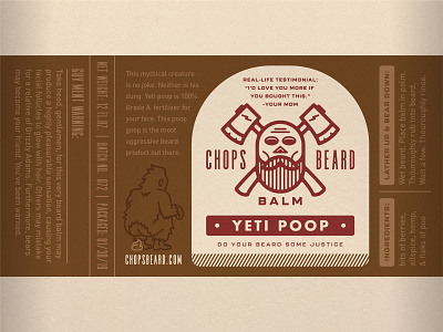 CHOPS Beard Balm - Yeti Poop Label axes beard beard balm branding label label design logo packaging poop skull yeti