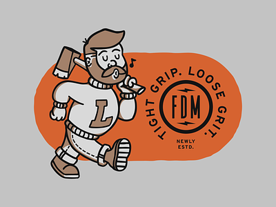 Fehribach Design Mill ax axes badge beard brand branding cartoon character illustration label label design logo
