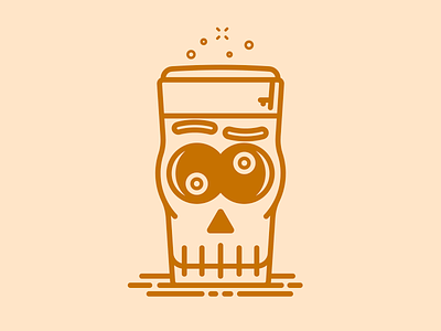 Pint of the Dizzies beer brand branding cartoon character dizzy logo skeleton skull suds