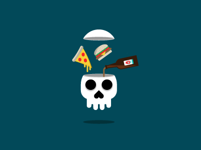 All the Amenities beer cheese burger illustration pizza skull