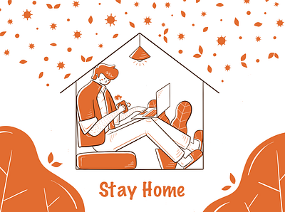 8_Stay home stay safe art character design drawing flat illustration ipad procreate raster vector