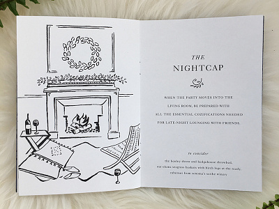 Nightcap Vignette black white cozy drawing line drawing living room micron pens nightcap sketch vignette