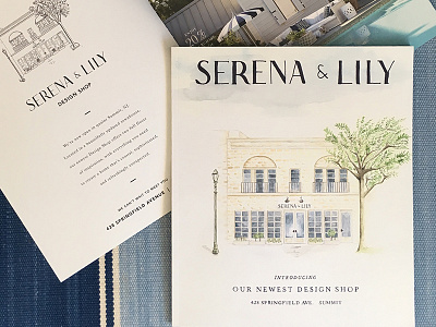 Serena & Lily Summit NJ. Catalog Wrap designshop painting storefront watercolor