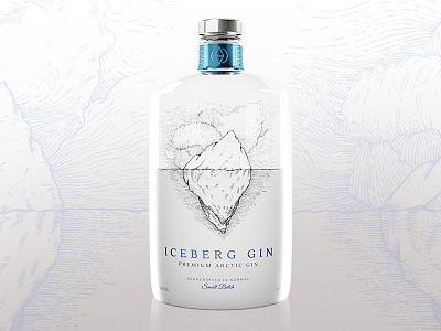Iceberg Gin concept alcohol arctic bottle illustration label micron packaging spirits