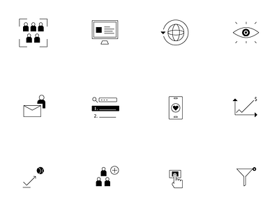 Marketing black and white glyphs daily ui design glyph graphic design icon iconography icons illustration illustrations ui