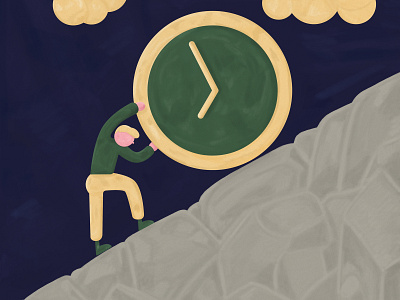 Modern Sisyphus blue conceptual illustration digital illustration editorial illustration green illustration time vector vector art yellow