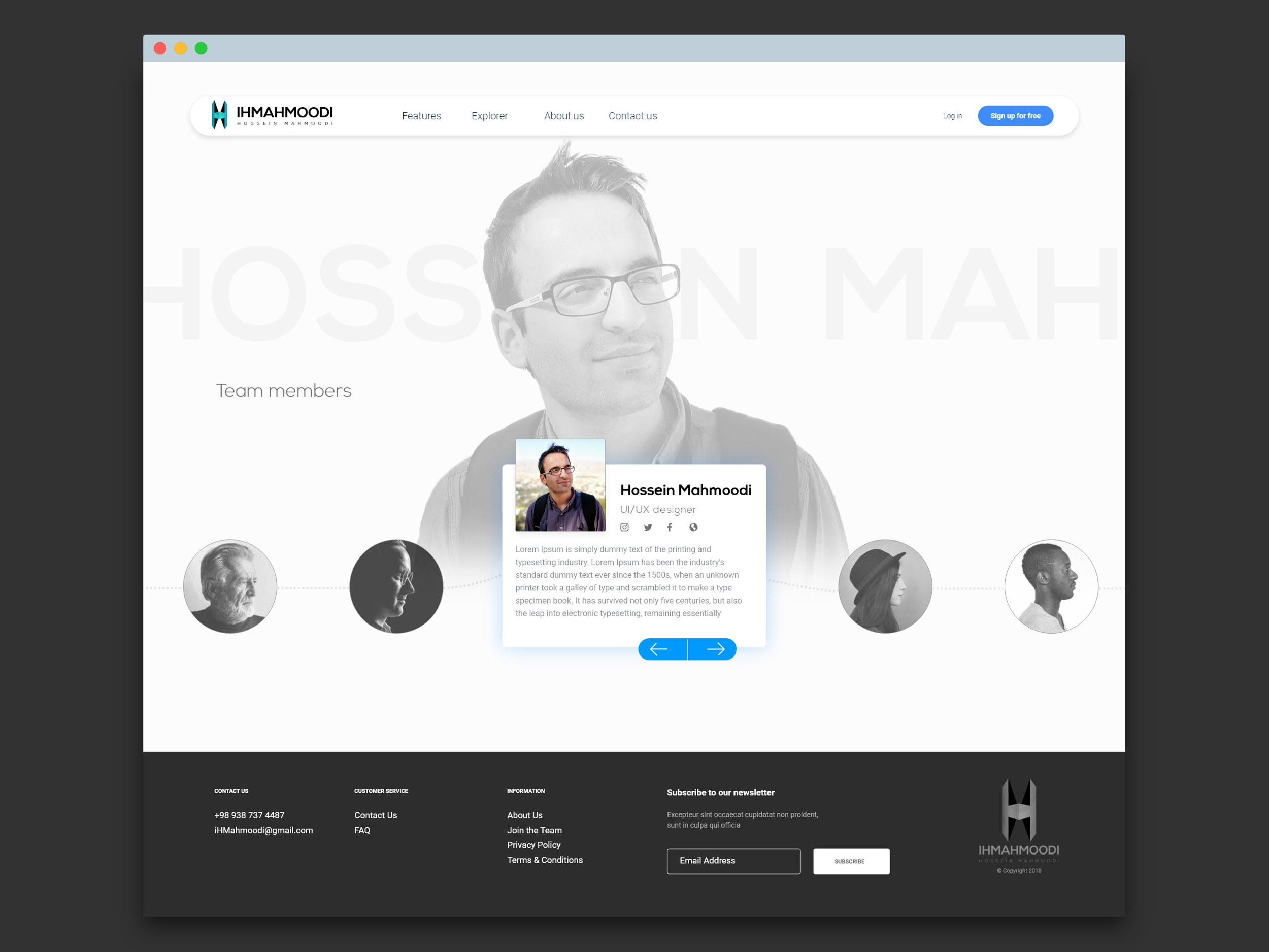 نمونه کار: رابط کاربری صفحه اعضای تیم - Team members page UI/UX