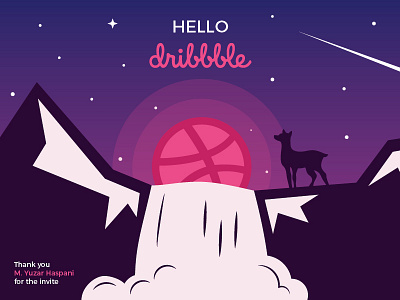 Hello Dribbble debuts dribbble illustration logo nature night sky