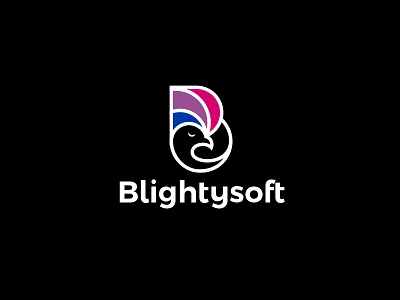 blightysoft logo black book combination elegant logo minimalist peacock simple soft