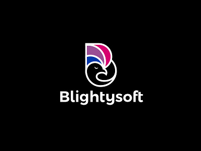 blightysoft logo black book combination elegant logo minimalist peacock simple soft