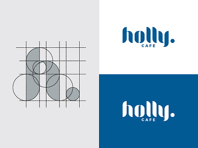 holly cafe brand branding cafe coffee grid letter logo mark