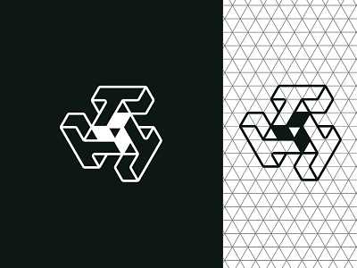 TripleT brand branding design geometric grid logo t triangle triple