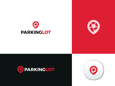 ParkingLot app brand brandidentity car logo parking pin place wheel