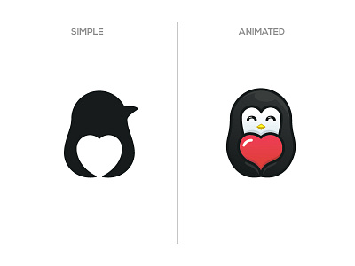 Penguin Love animated black brand brnading illustration logo love penguin simple