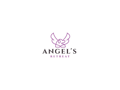 angel retreat angel brand cute art dog line logo simple vet