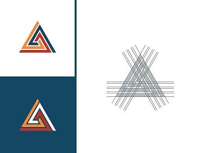 Geometric triangle brand community forge geometric line logo mark rotation simple team triangle