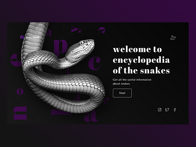 SnakeBook book design encyclopedia homepage landing page python snake typography website