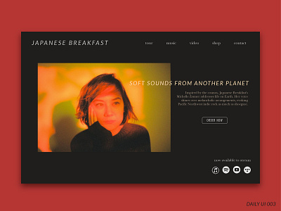 Daily UI Challenge #003 - Landing Page album landing page daily ui 003 dailyui dailyui 003 design japanese breakfast landing page soft sounds from another planet typography ui ux vector web