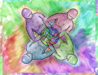 Group Love colorful illustration lgbt polyamory zine