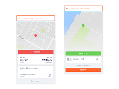 Power Outage Tracking Mobile App Concepts app design details map mobile power tracking ui ux