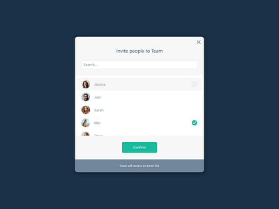 Layer Two Invite Users to Project / Team app cms design dialogue invite project team ui user ux web