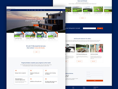 Real Estate Website blue dark design desktop estate home house landing minimal orange page real search selling ui user experience user interface ux web website