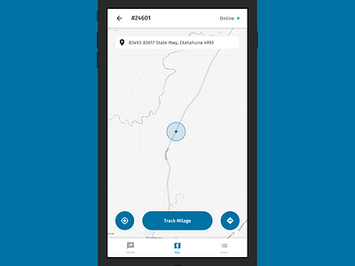 Remote Vehicle Field Service App Map app blue design distance enterprise gps location map minimal mobile navigation page product software tracking ui ux