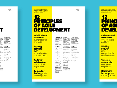 Poster · 12 Principles of Agile Development agile bold design development grid layout minimal page poster print software teal type typography yellow