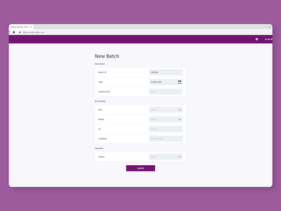 New Batch Form for Enterprise App app design desktop enterprise field form material minimal new page product purple software ui ux web website