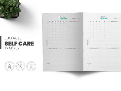 Self Care Tracker Template design yearly planner