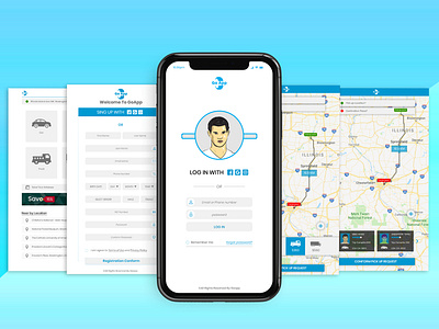 Go App hiring app login box login design login form map sharing app tracing travel app