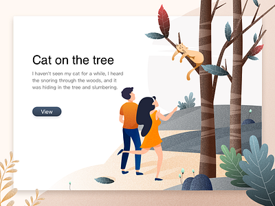 Cat On The Tree cat illustration people tree