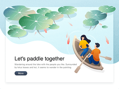 Let's paddle together fish illustration lotus people