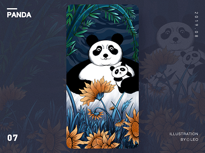 Panda bamboo illustration panda