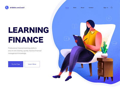 Learning finance financial girl illustration