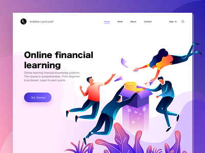 Online financial learning boy financial gold illustration mountain