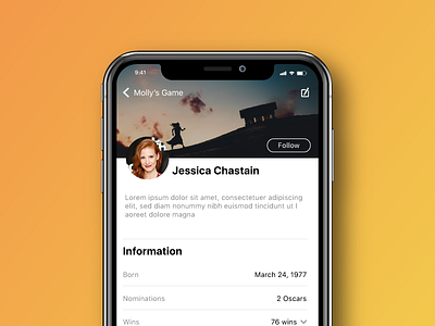 Molly's Game app imdb ios iphone x mobile movies profile rajat mehra screen ui ux
