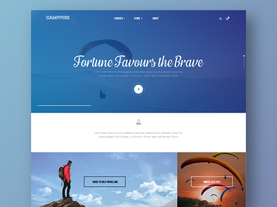 Campfire adventure sports website clean flat design color masks pallete fluid shapes concepts hero module page rajat mehra ui ux design web design web page design