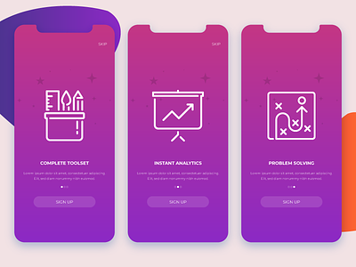 Onboarding analytics monitoring business apple material fluent custom fluid modern free freebie download gradient icons graphics ios app design iphone x mockup rajat mehra india user experience ux user interface ui