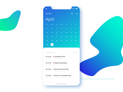 Scheduler apple fluid design experience design motivation free freebie download iphone x mockup rajat mehra scheduling calendar appointments soft hues blues ui ux india