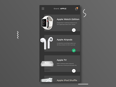 Product Listing - Dark apple watch macbook checkout payment crypto contrast bright gradients electronics speakers tv ios native android list group column login signup cart mobile app design mobile laptop music products details home rajat mehra design shopping ecommerce store