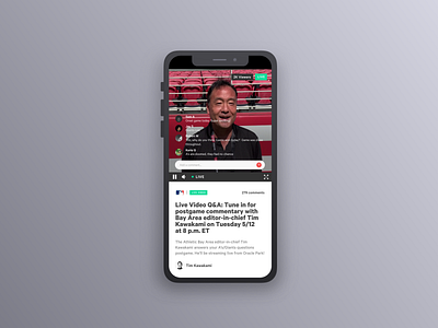 Live video chat stream for The Athletic mobile app