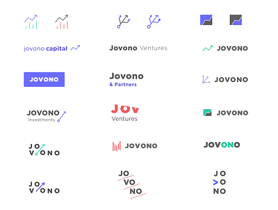 Logo drafts for Jovono investment company abstract capital client draft fintech investment jovono logo minimal