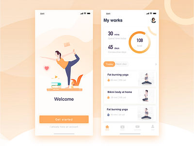 Yoga app practice app guide page home illustration
