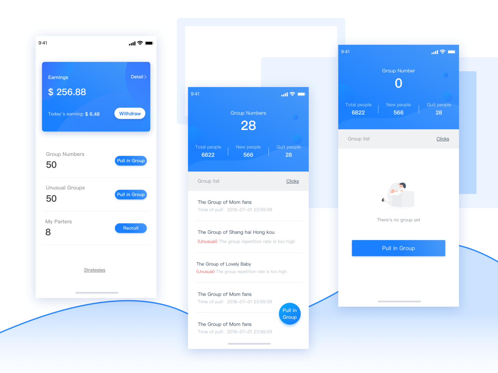 Group management UI design by Xuehan.Song on Dribbble