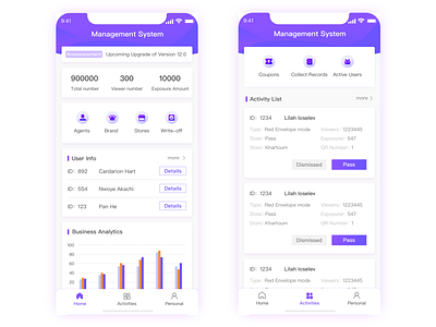 Mobile Management System Design analytic app app design colorful app colorful design dashboad design mobile management system purple ui ux