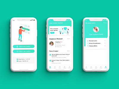 Hospital Care Worker App Design app design ui ux