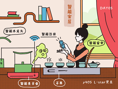 Day 05 智能家居Smart Home hand drawn illustration smart home