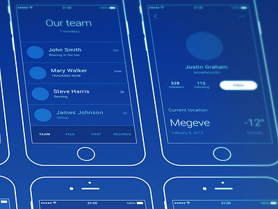 SkiApp wireframes