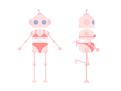 A long legs girl illustration robot